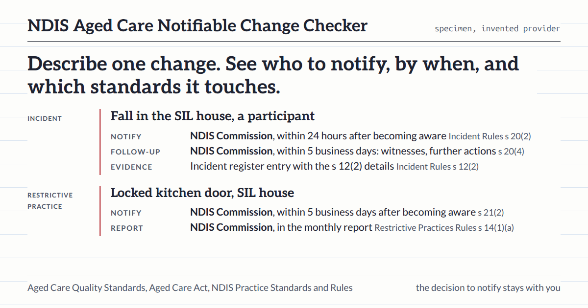 NDIS Aged Care Notifiable Change Checker social card